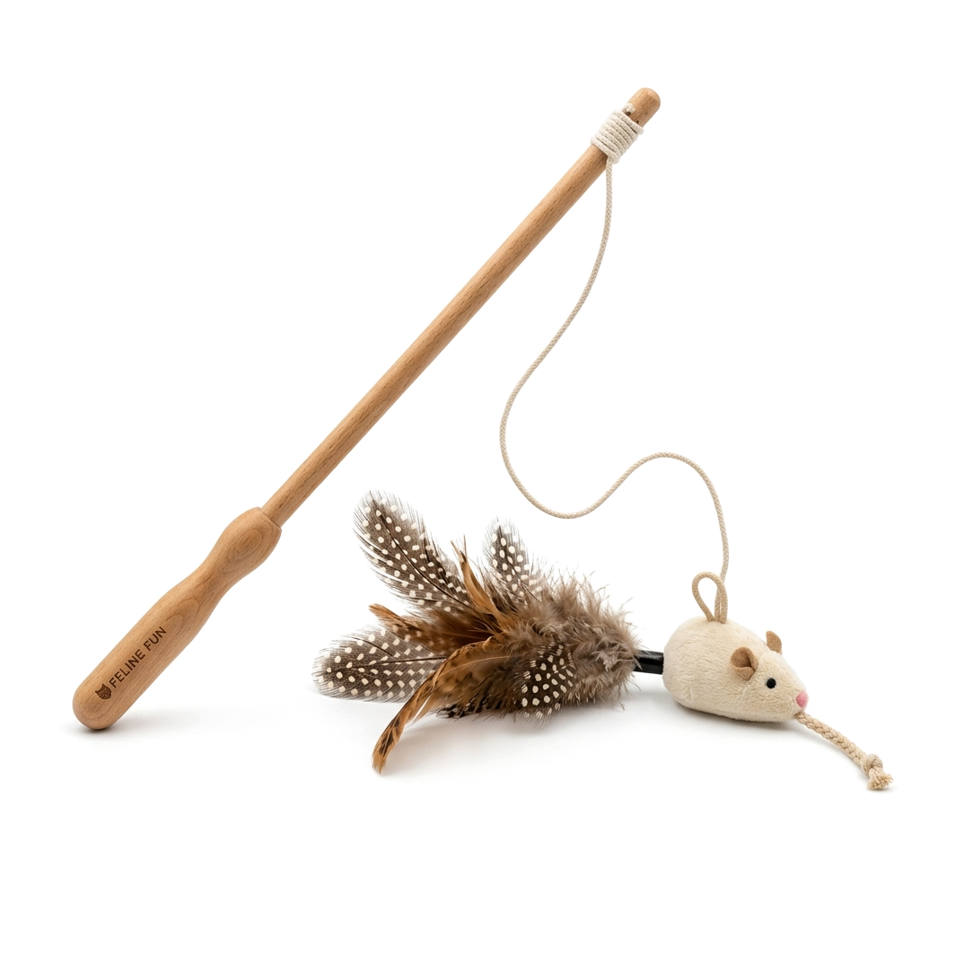 Interactive Feather Wand & Mouse Cat Toy Set